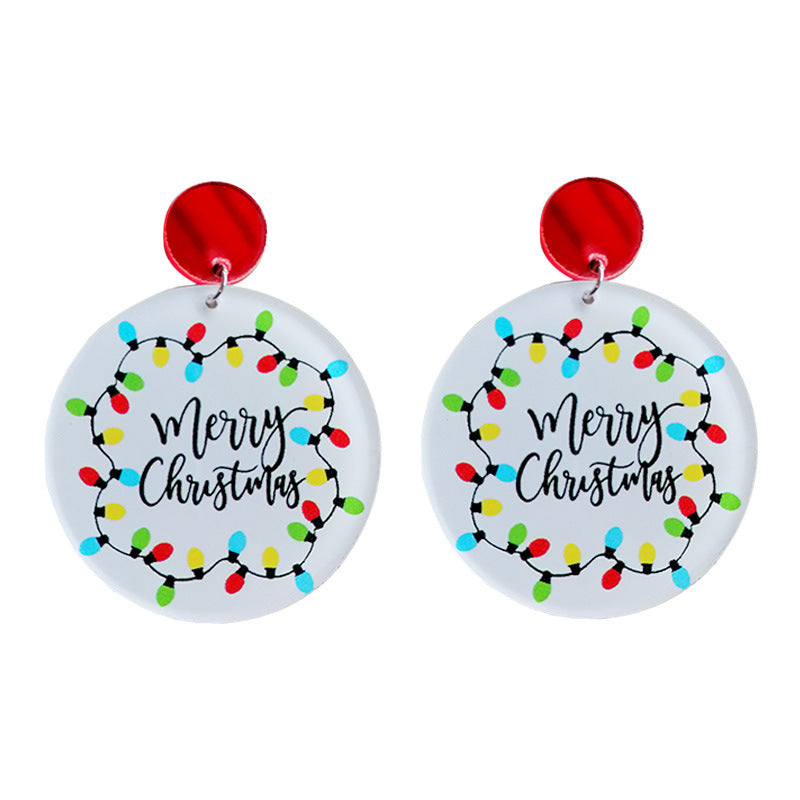 Wholesale 2 Pair/Pack Christmas Lights Round Acrylic Christmas Tree Earrings